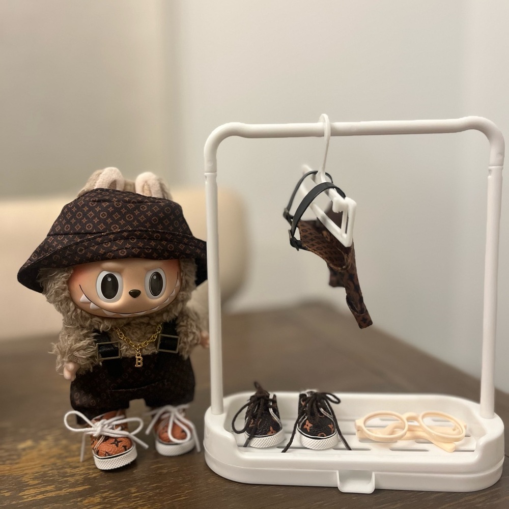 Stylish Brown Labubu Outfit with matching hat, Shoes and Glasses (Bundle Deal)